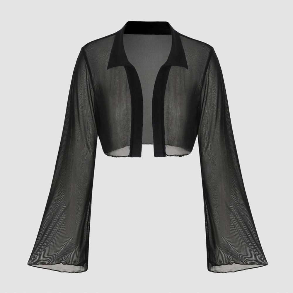 Mesh Collared Black Coverup